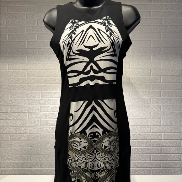 Eva Varro Black and White Halter Sheath Midi Dress - Picture 1 of 3